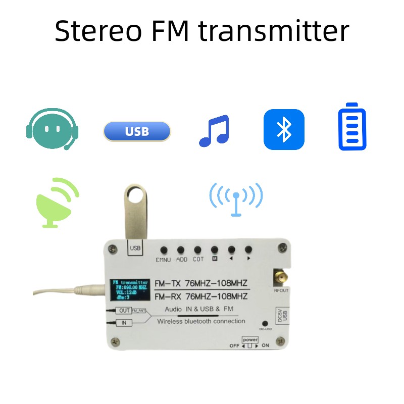Fm Transmitter - FM stereo transmitter FM transmitter 76-108MHz