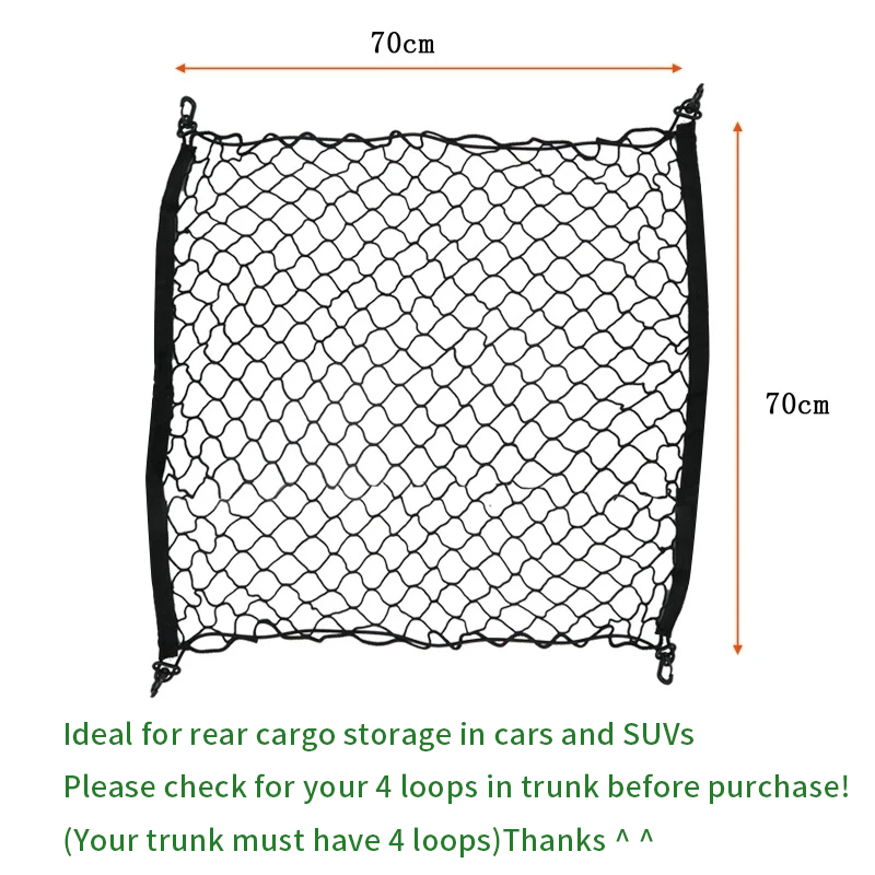4 HooK 70x70 CM Car Trunk Net  - Car Cargo Net Trunk review and price